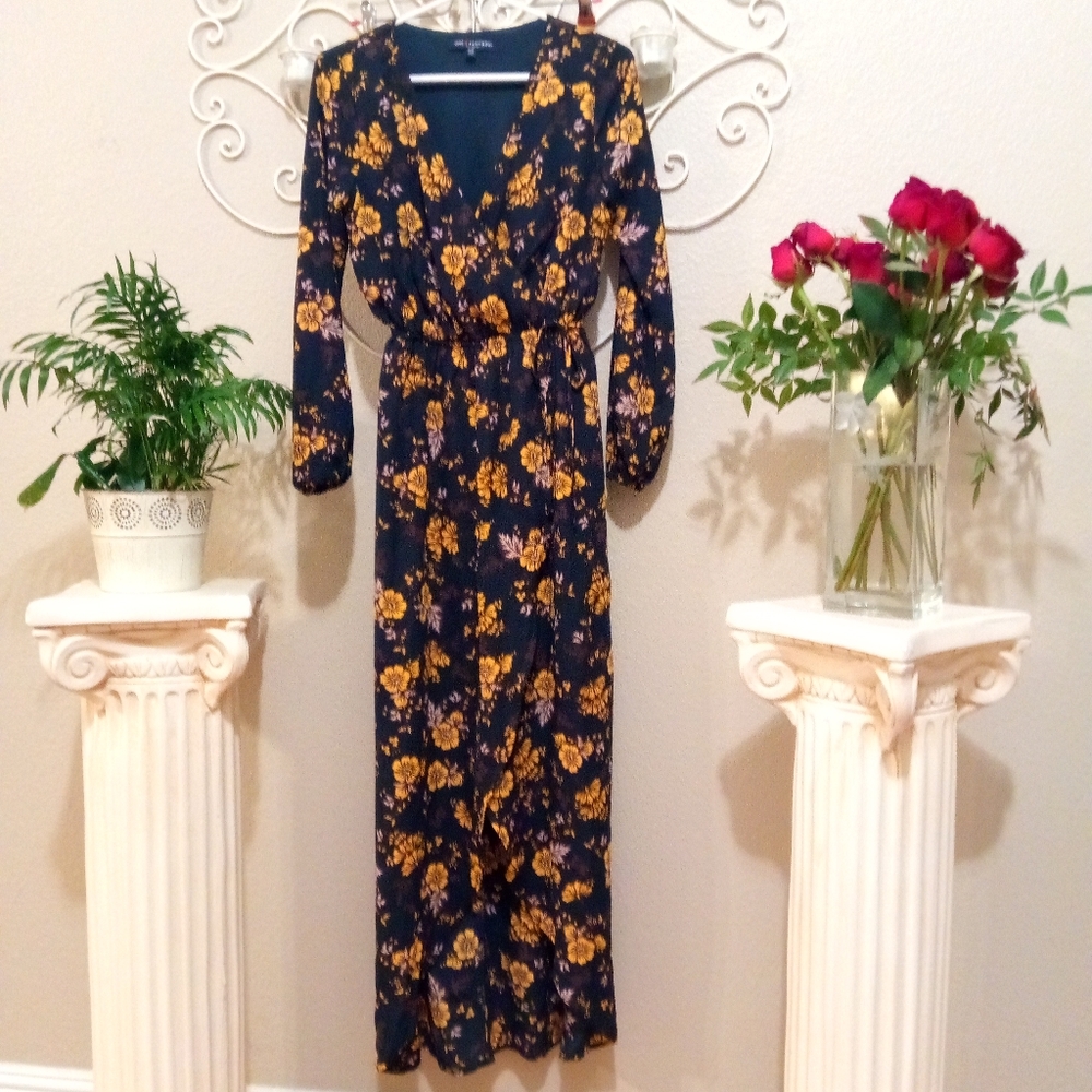 NEW Navy Floral Wrap Hi-Low Maxi Dress